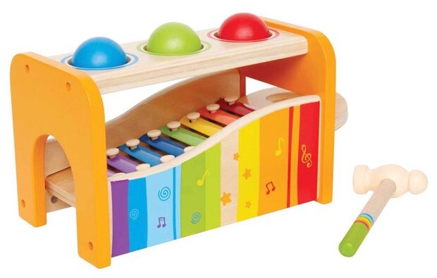 houten hamerbank met xylofoon 6-delig