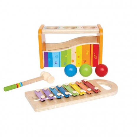 houten hamerbank met xylofoon 6-delig