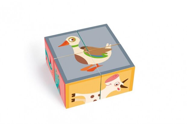 blokkenpuzzel boerderij karton 4 blokken