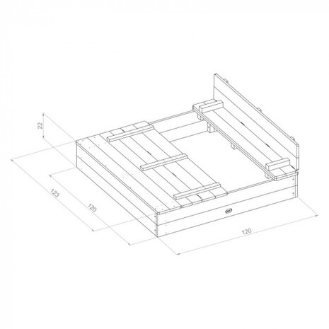 zandbak Ella XL 120 x 120 x 20 cm hout bruin