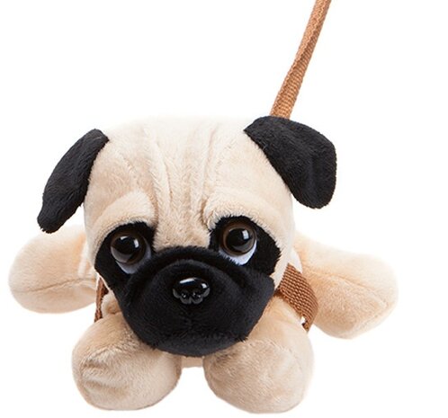 hondenknuffel met riem 23 cm lichtbruin