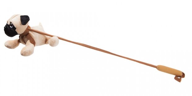 hondenknuffel met riem 23 cm lichtbruin