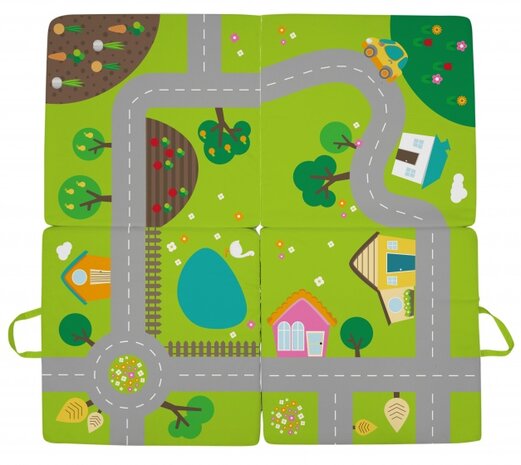 verkeerskleed dorp 100 x 100 x 4 cm groen