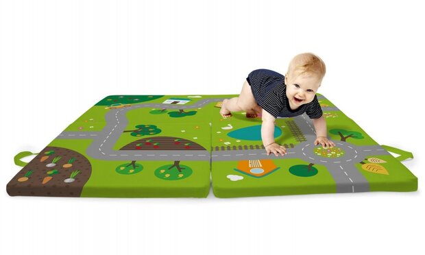 verkeerskleed dorp 100 x 100 x 4 cm groen