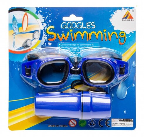 zwembril met brillenkoker blauw one-size