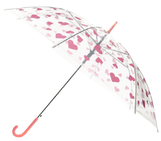 paraplu Hartjes meisjes 50 cm transparant/roze