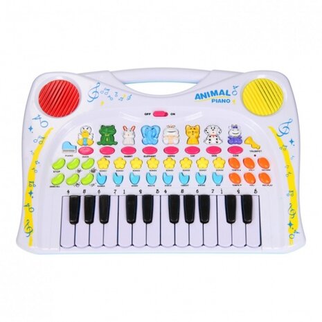 dierenkeyboard met 24 toetsen wit 38 cm