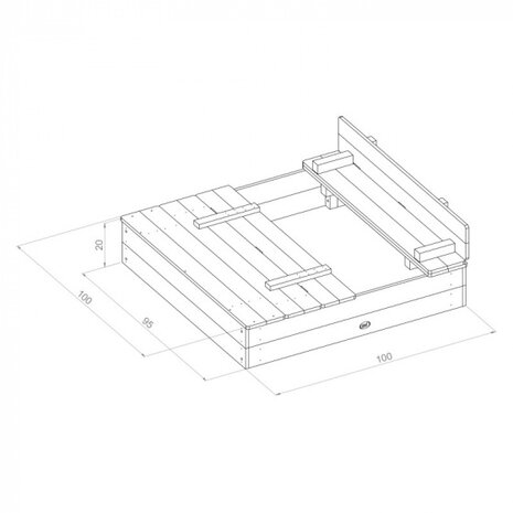 zandbak Ella 100 x 95 x 20 cm hout bruin