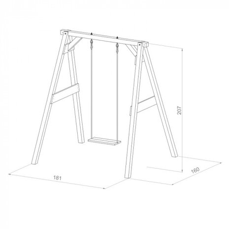 enkele schommel 181 x 160 x 207 cm hout bruin