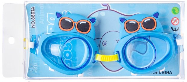 zwembril nijlpaard junior 16,5 cm blauw one-size