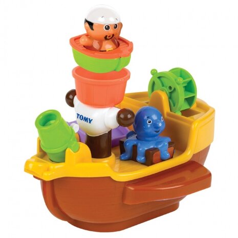 waterspuitend badspeelgoed piratenschip 28 cm bruin