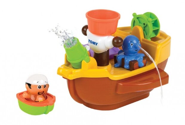 waterspuitend badspeelgoed piratenschip 28 cm bruin