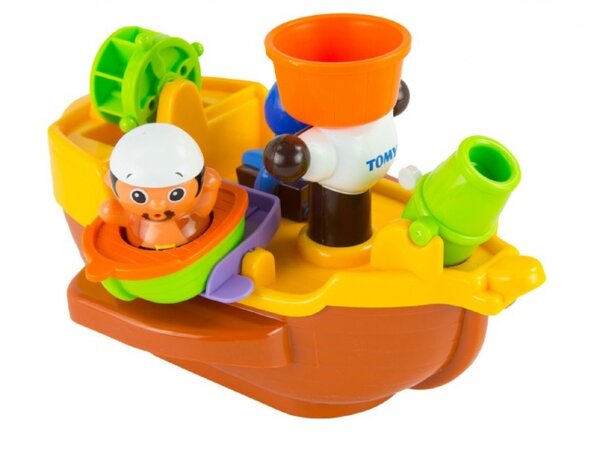 waterspuitend badspeelgoed piratenschip 28 cm bruin