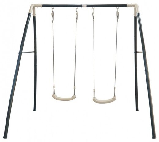 dubbele schommel 210 x 210 x 217 cm staal zwart