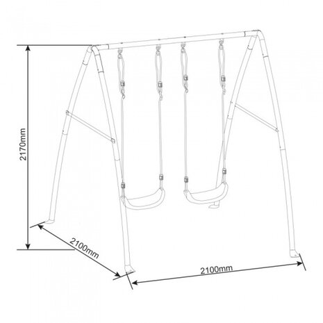 dubbele schommel 210 x 210 x 217 cm staal zwart