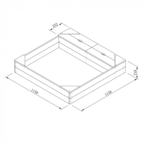 zandbak Amy 115 x 115 x 21,8 cm hout naturel