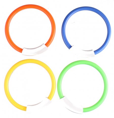 duikringen junior 14 cm groen/rood/geel/blauw 4 stuks