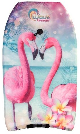 bodyboard Flamingo junior foam 83 cm lichtblauw/roze