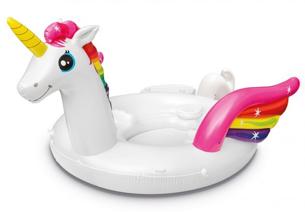 opblaasboot Unicorn Party Island 500 x 335 cm wit