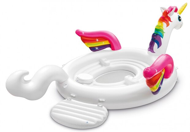 opblaasboot Unicorn Party Island 500 x 335 cm wit