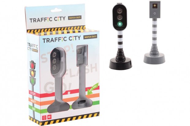 Verkeerslicht en Flitspaal 15 cm zwart