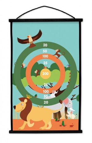 dartbord Safari 2-zijdig 60 x 38 met 6 dartpijlen