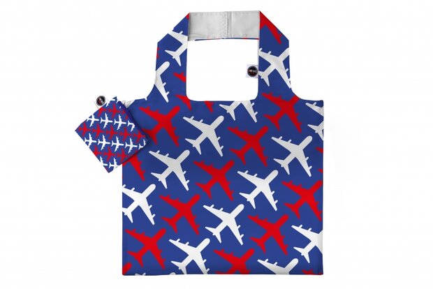 opvouwbare shopper vliegtuigen 48 cm blauw