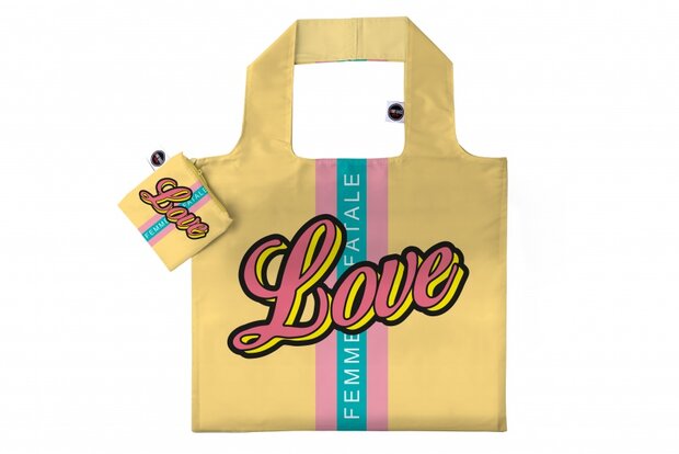 opvouwbare shopper Love 48 cm geel