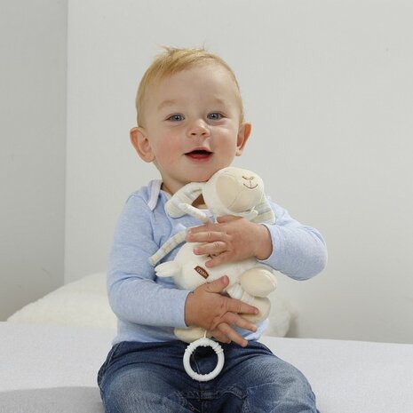 muziekdoos schaap cr&egrave;me 16 cm