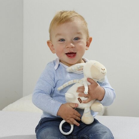 muziekdoos schaap cr&egrave;me 16 cm