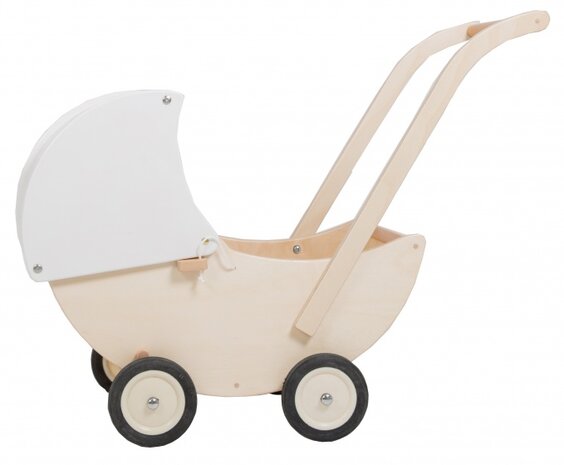 poppenwagen met beweegbare kap wit