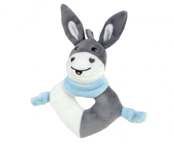 grijpring ezel grijs/blauw 15 cm