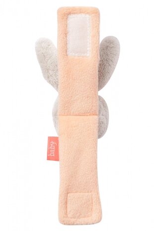 rammelaar armband konijn 16 cm lichtgrijs/zalmroze