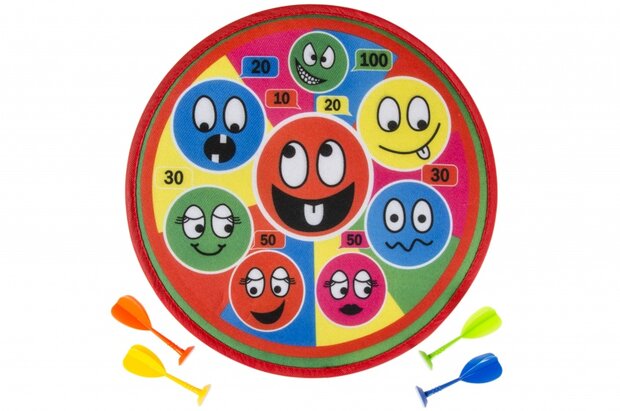 dartbord set laughing face klittenband