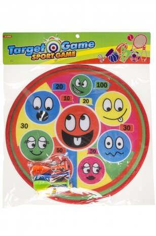 dartbord set laughing face klittenband