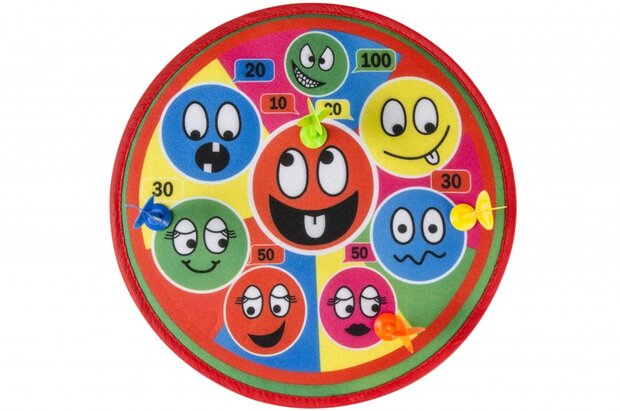 dartbord set laughing face klittenband