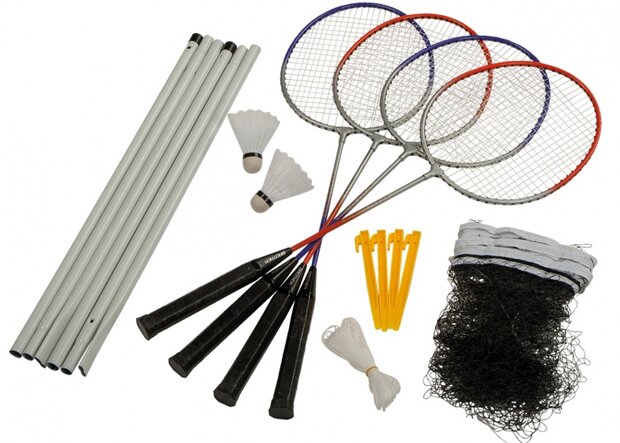 badmintonset 65 cm grijs/blauw 10-delig