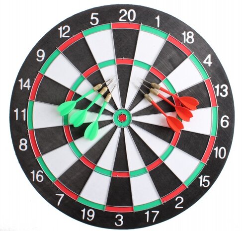 dartbord 40,5 cm met 6 pijlen