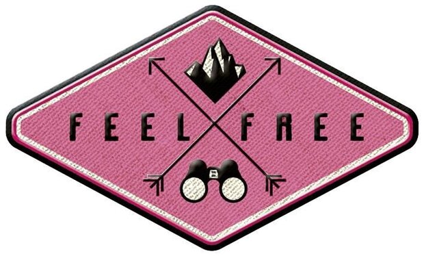 opstrijkpatch Feel Free 7 x 4 cm roze/zwart