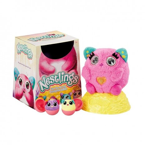 Nestlings interactieve verzorgingsknuffel roze