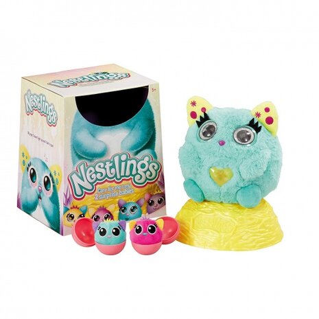 Nestlings interactieve verzorgingsknuffel groenblauw