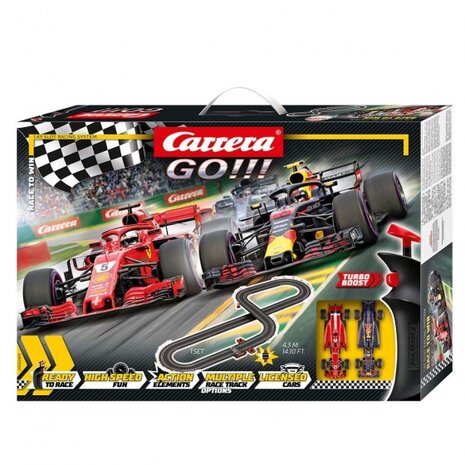 GO! racebaanset Race to Win 430 cm zwart