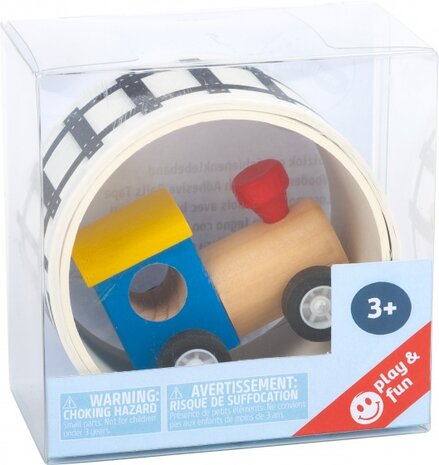 houten trein met plakrails junior 6 cm 2-delig