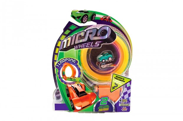 Micro Wheels racebaanset 5-delig groen/paars