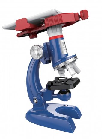 microscoop set met licht en telefoonhouder