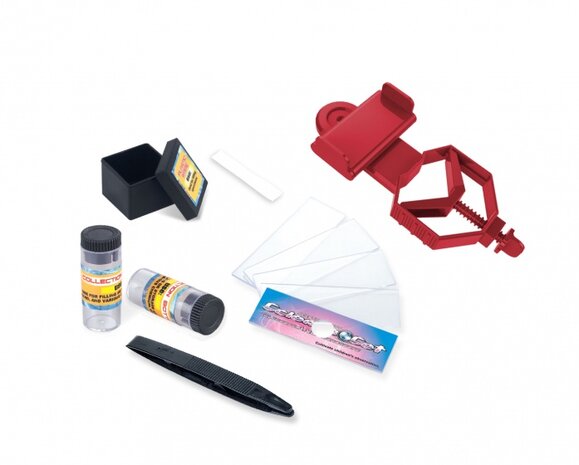 microscoop set met licht en telefoonhouder