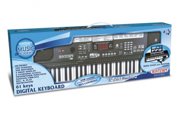 digitaal keyboard 61 toetsen 70 cm zwart