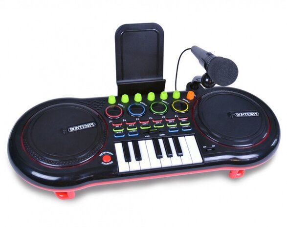DJ-mixer met microfoon en keyboard 53,5 cm zwart