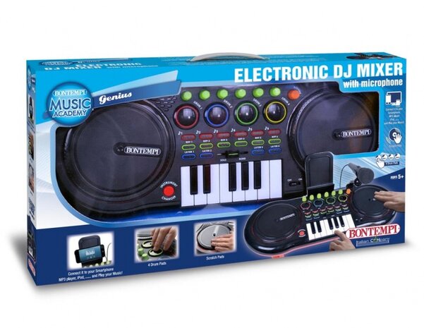 DJ-mixer met microfoon en keyboard 53,5 cm zwart