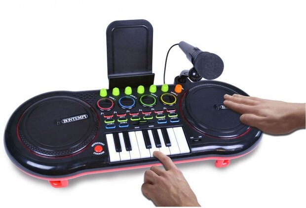 DJ-mixer met microfoon en keyboard 53,5 cm zwart